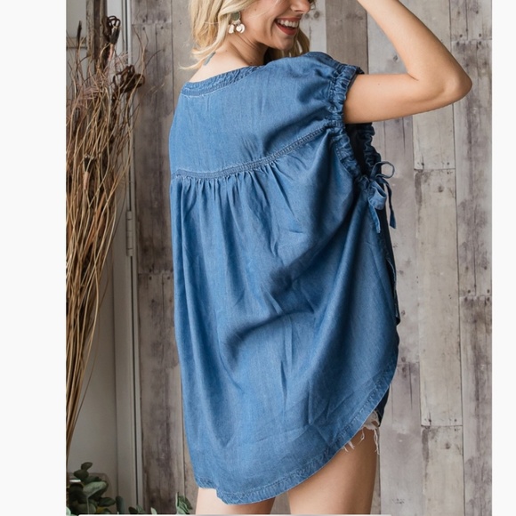 ☀️Veveret “ Henderson “ Veveret Cap Sleeve Front Pleated Tencel Top LAST ONE - Picture 9 of 11